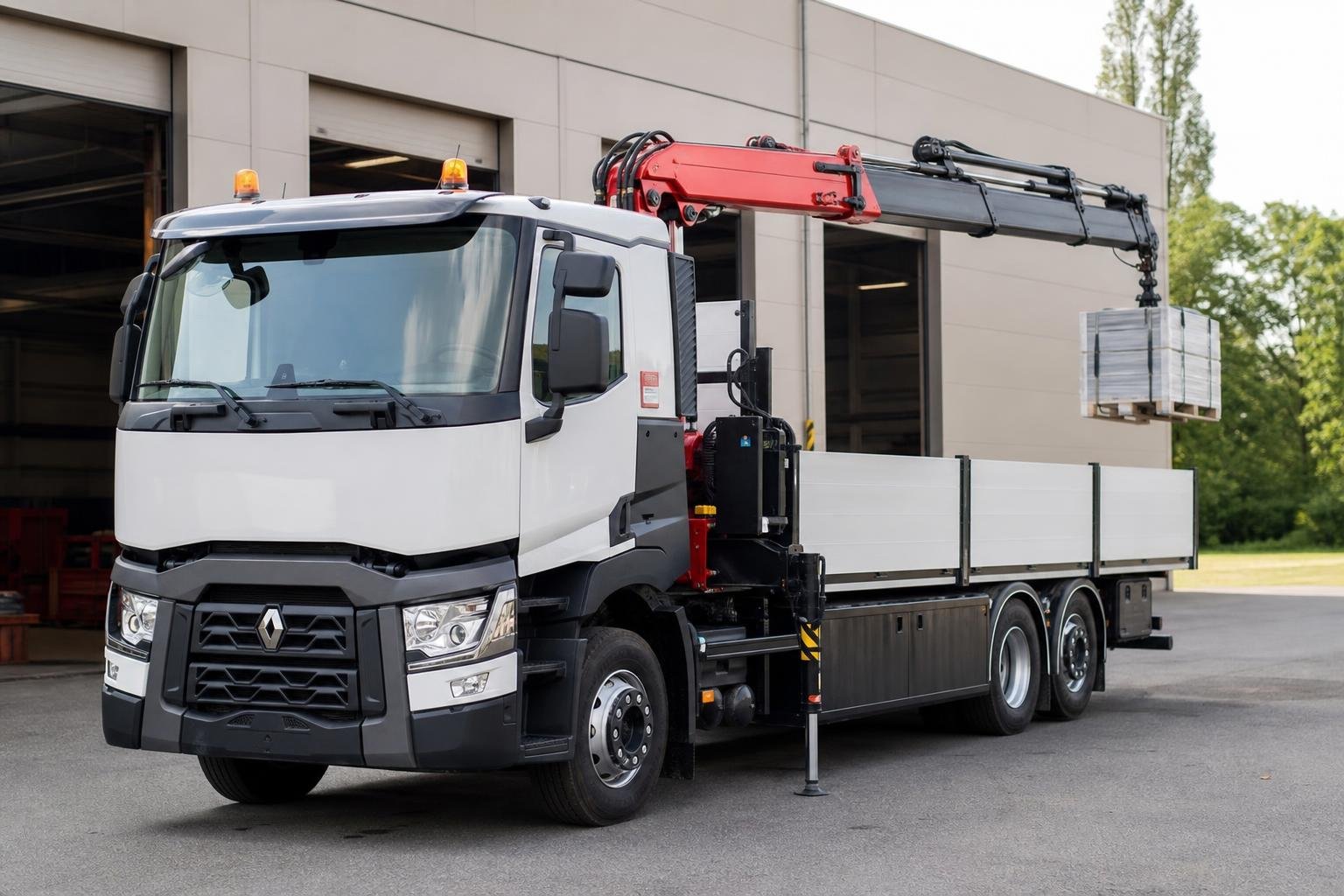 Autolaadkraan op een vrachtwagen: werking, capaciteit en voorbeelden