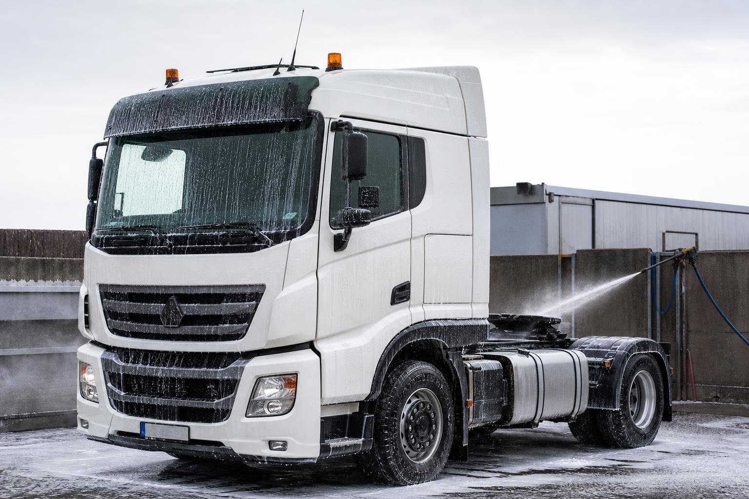 Hoe verwijder je zoutaanslag van een vrachtwagen?